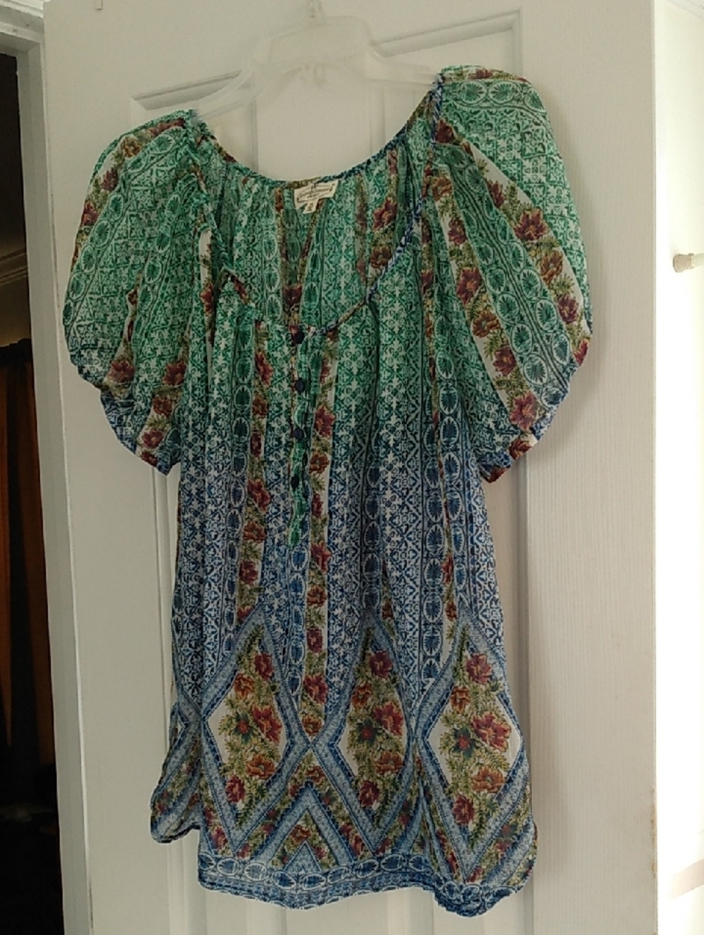 BOHO Round Neck Round Hem Top Blouse - Picture 10 of 10